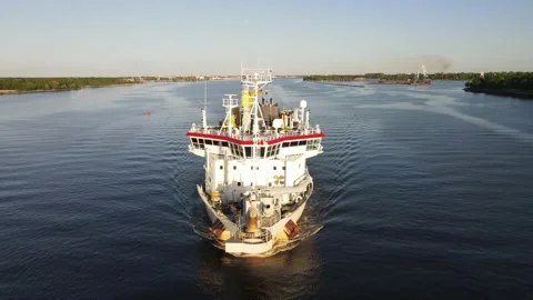 Cargo ship moving closeup Stock Footage 159278091