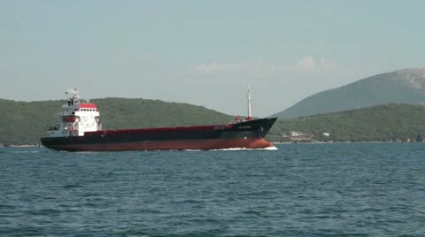 Cargo ship My Rose steaming in Greece Stock Footage 12350334