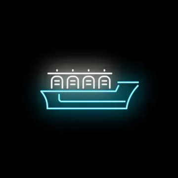 Cargo ship neon light line icon Illustrazione stock