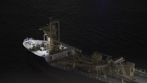 Cargo Ship At Night Stock Footage 110852360