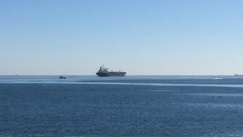 Cargo-ship-on-the-ocean Stock Footage 97968146