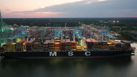 Cargo Ship in Ocean Stock Footage 186378390