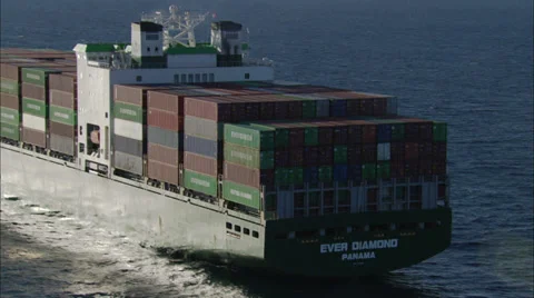 Cargo Ship Open Seas Stock Footage 37406353