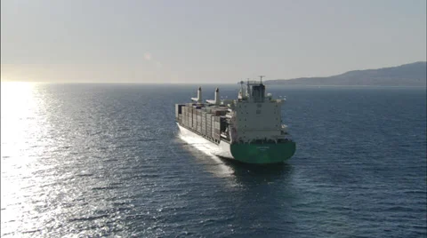 Cargo Ship Open Seas Video stock 37406578