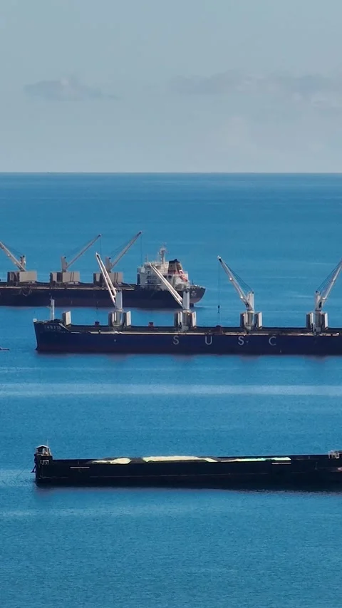 Cargo ship over the blue sea in the Philippines. Stock Footage 253545005