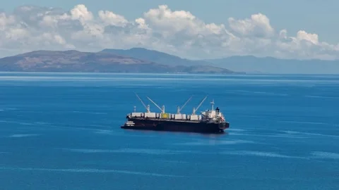 Cargo ship over the blue sea in the Philippines. Video stock 342642385