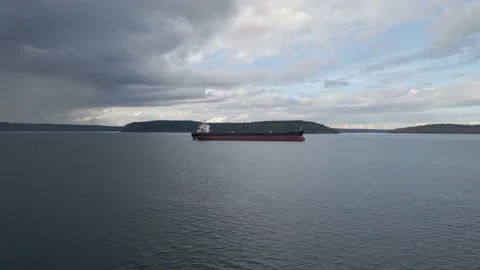 Cargo Ship Overcast Dark and Dramatic Lighting Stock-Footage 184307184