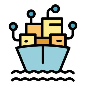 Cargo ship parcel tracking icon vector flat 스톡 일러스트