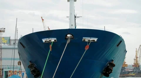 Cargo ship is in port awaiting loading or repair Stock Footage 22038009