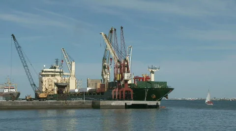 Cargo ship in the port Stock Footage 708171