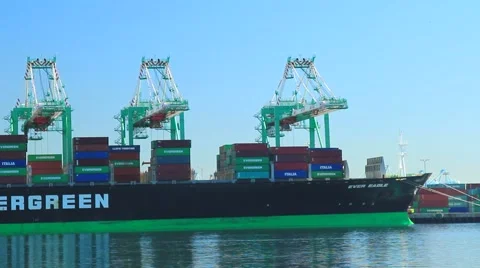 CARGO SHIP AT PORT Stock Footage 913300
