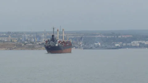 Cargo ship in port Stock Footage 29903795