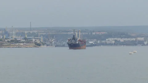Cargo ship in port Stock Footage 29915274