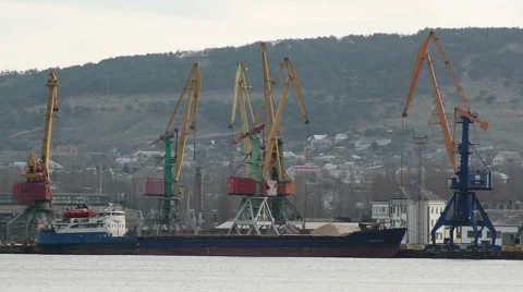 Cargo ship in the port Stock Footage 60563650