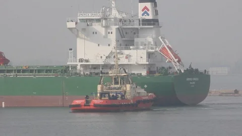 Cargo ship in the port Stock Footage 88157104