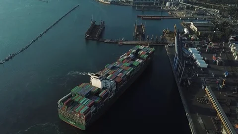 Cargo ship in port Stock Footage 126776481