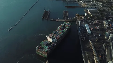 Cargo ship in port Stock Footage 126776610
