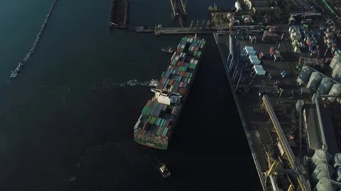 Cargo ship in port Stock Footage 126777760