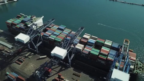 Cargo ship in port Stock Footage 126777892