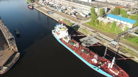 Cargo ship in port Stock Footage 159280333