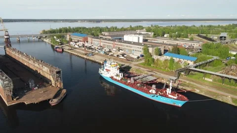 Cargo ship in the port Stock Footage 159280338
