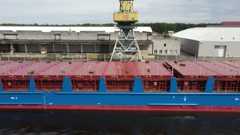 Cargo ship in port Stock Footage 159280976