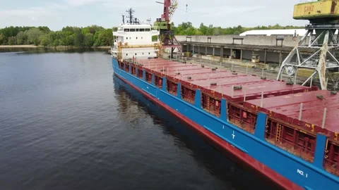 Cargo ship in port Stock Footage 159281086