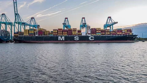 Cargo ship at port Stock Footage 186688260