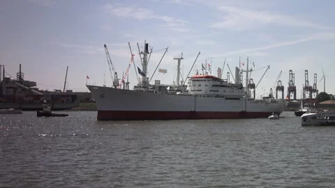 Cargo ship in port of Hamburg Stock Footage 310774068