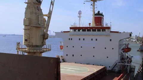 Cargo Ship is in the Port Pier at the Loading of Coal Stock Footage 120702596