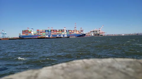 Cargo ship in port.4K Stock Footage 188944569