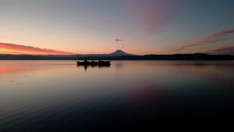 Cargo Ship on Puget Sound with Mount Rainier in distance Vídeos de archivo 294707384