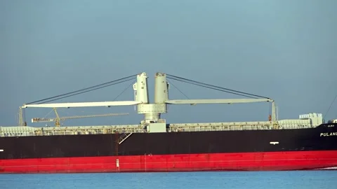 Cargo ship PULANG TALA sails from the Chao Phraya River to a open sea Stock Footage 273665887