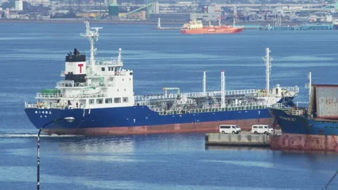 Cargo ship pulling into dock at a harbor, Hakodate, Japan, 2026.09.10. 動画素材 345434673