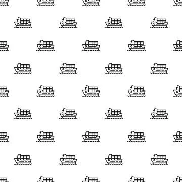Cargo ship repeat pattern for global logistics background Stock Illustration