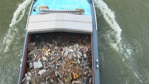 Cargo ship on the Rhine Stock Footage 109106569