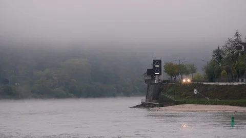 A cargo ship on the Rhine at the Loreley Stock Footage 118956207