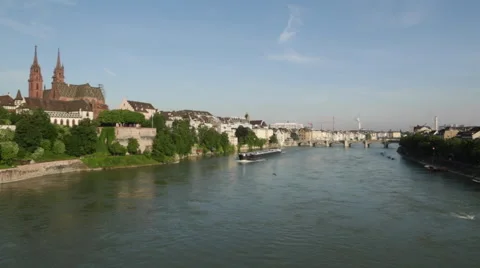 Cargo Ship on Rhine River Vídeo Stock 50452471