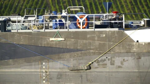 Cargo ship on the Rhine river Stock Footage 139181236