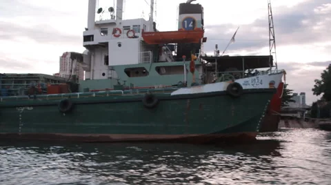 Cargo ship on river Video stock 60624736