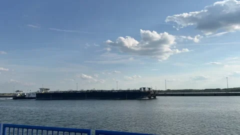 Cargo Ship River Navigation Stock Footage 342502082