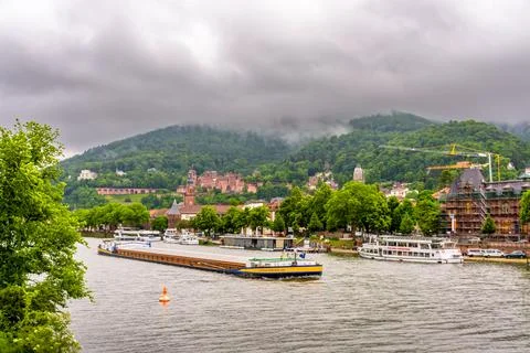 Cargo ship on river Stock Photos