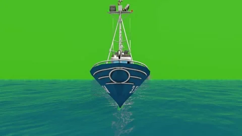 Cargo Ship Sailing on Green Screen Sea Stock Footage 319882799