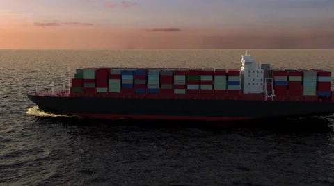Cargo ship sailing on the ocean Stock Footage 59990289