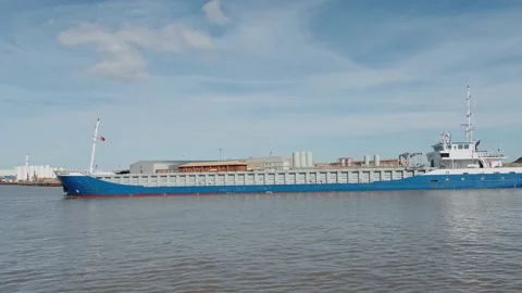 Cargo ship sailing up the River Stock-Footage 235667475