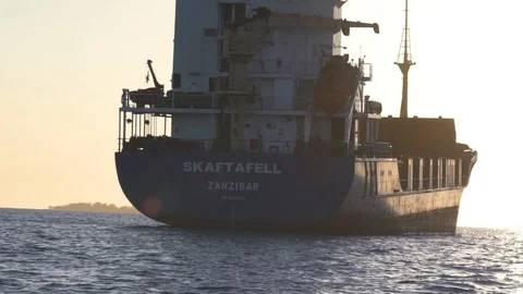Cargo ship sailing in sea 스톡 동영상 85775541