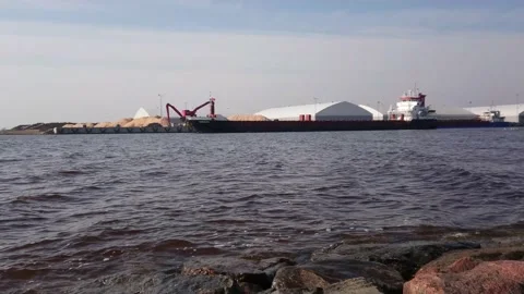 Cargo ship sailing in the sea Stock Footage 144129830