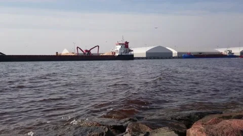 Cargo ship sailing in the sea Stock Footage 144129852