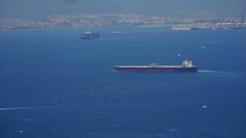 Cargo Ship Sailing Through the Strait of Gibraltar Stock-Footage 345009016