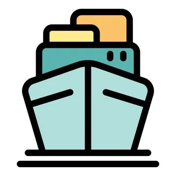 Cargo ship sailing on water with containers on deck Stock Illustration